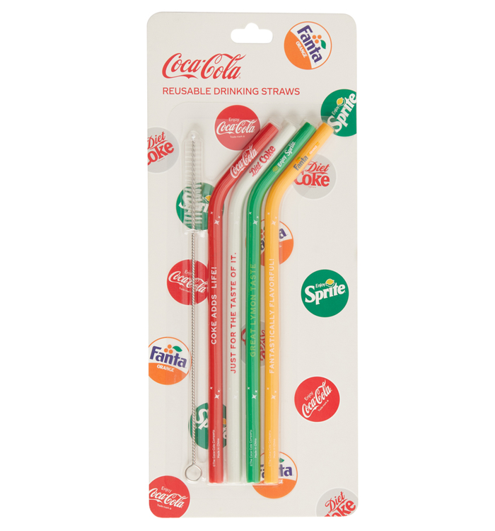 Coca-Cola 4 Pack Multi-Brand Silicone Straws