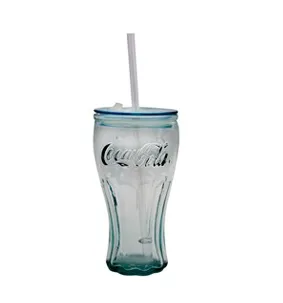 Coca-Cola Glass Genuine w/ Lid & Straw 15 oz