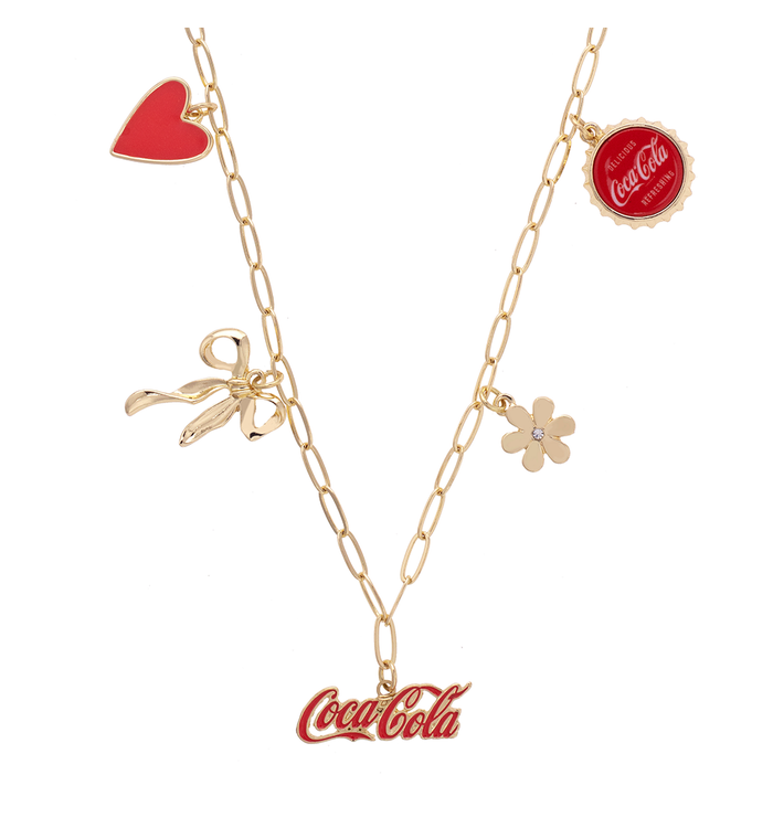 Coca Cola Gold Paper Clip Charm Necklace