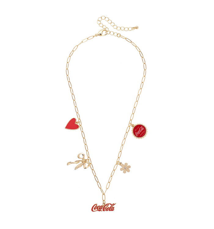 Coca Cola Gold Paper Clip Charm Necklace