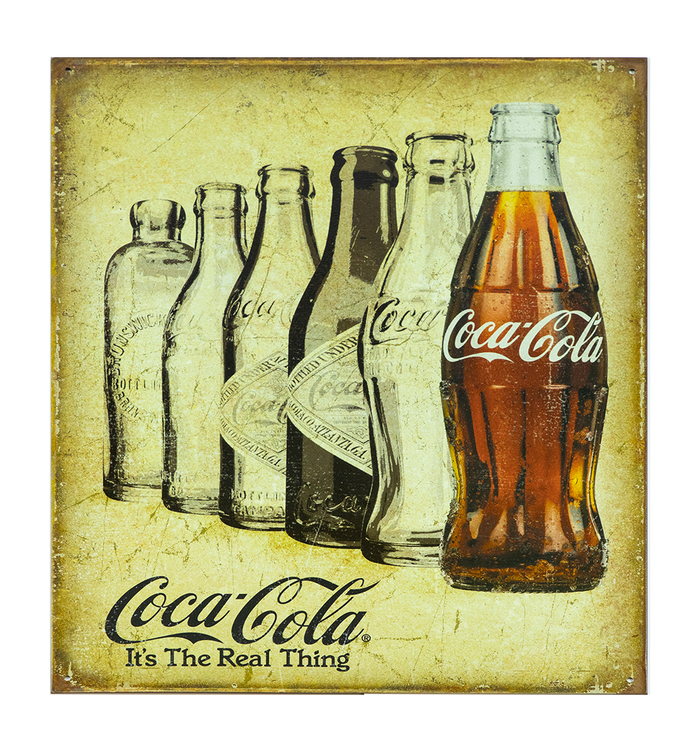 Coca-Cola Real Thing Evolution Bottles Metal Sign