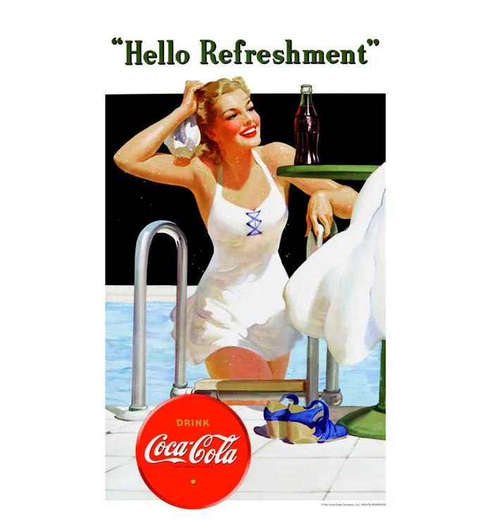 Coca-Cola Vintage Pool Girl Art Print Poster