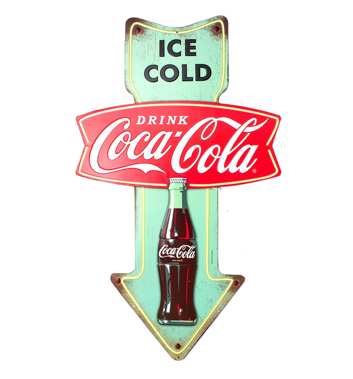 Coca-Cola Arrow Ice Cold Metal Sign