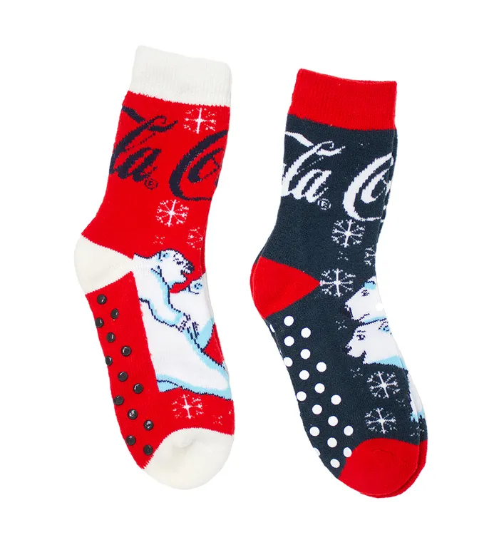 Coca-Cola Polar Bear Women's  Slipper Socks- 2PK