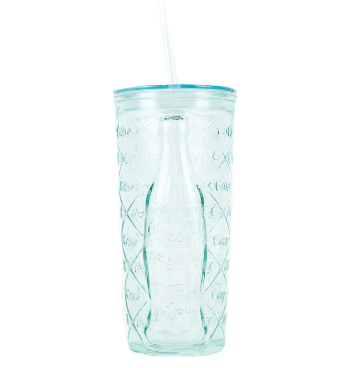 Coca-Cola Diamond Recycled Glass Tumbler W/Straw 17oz