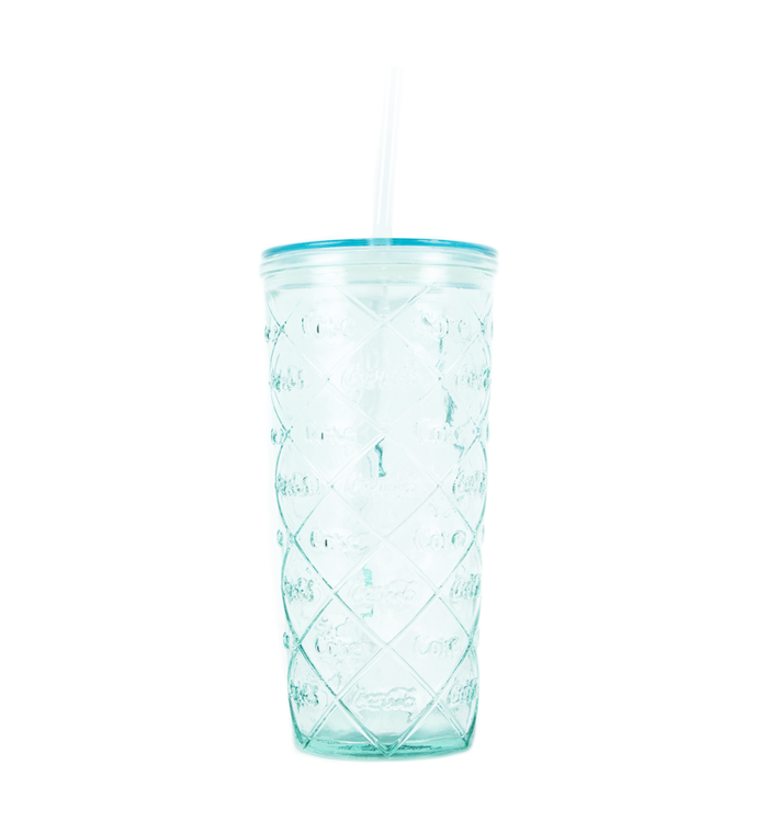 Coca-Cola Diamond Recycled Glass Tumbler W/Straw 17oz
