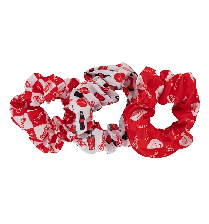 Coca-Cola Red White Scrunchie 3pk