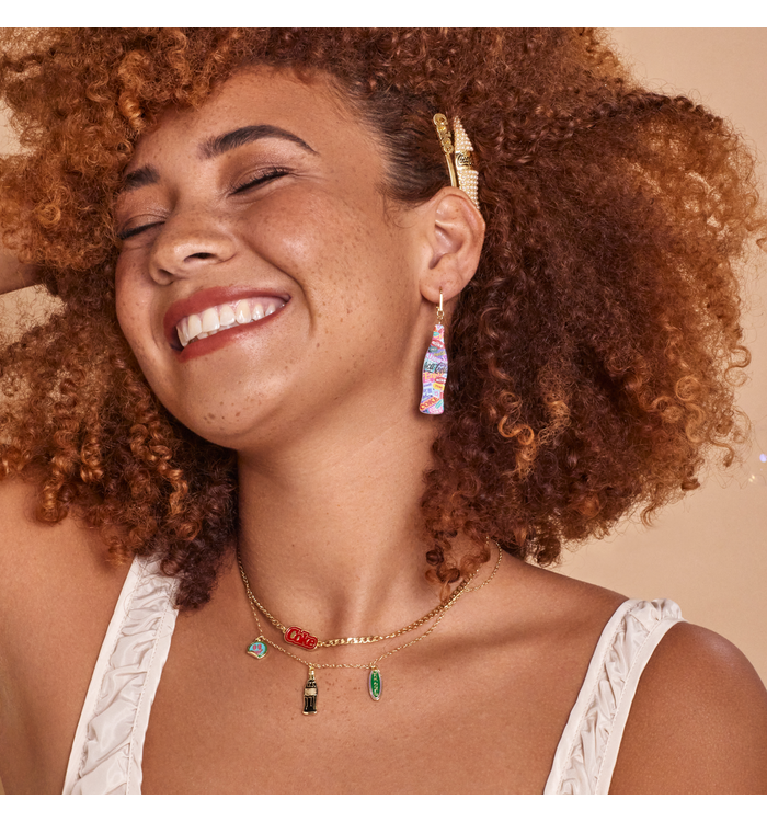 Coca-Cola Bottle Pop Drop Earrings Gold