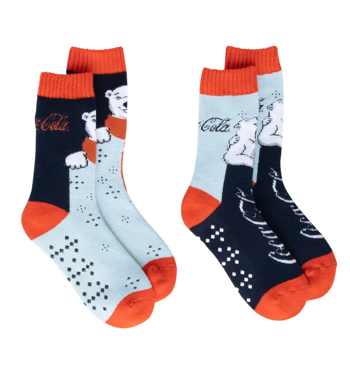 Coca-Cola Polar Bear Scarf 2pk Slipper Socks